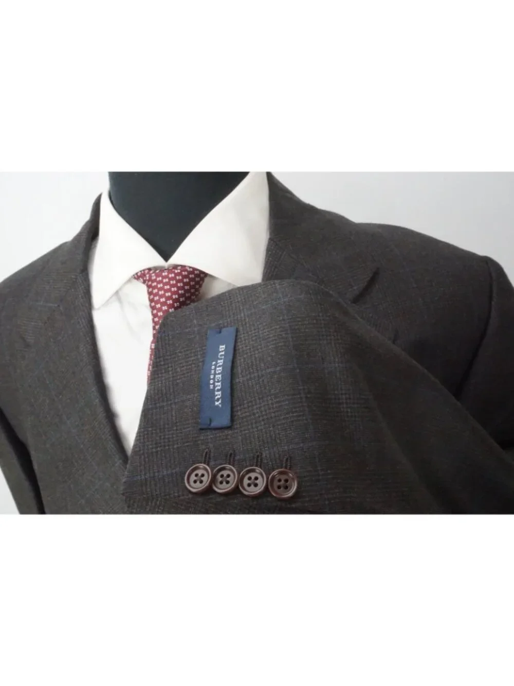 Burberry London Brown Blue Plaid S100s 2 Pc Suit Jacket Pants Sz 48R BRAND NEW